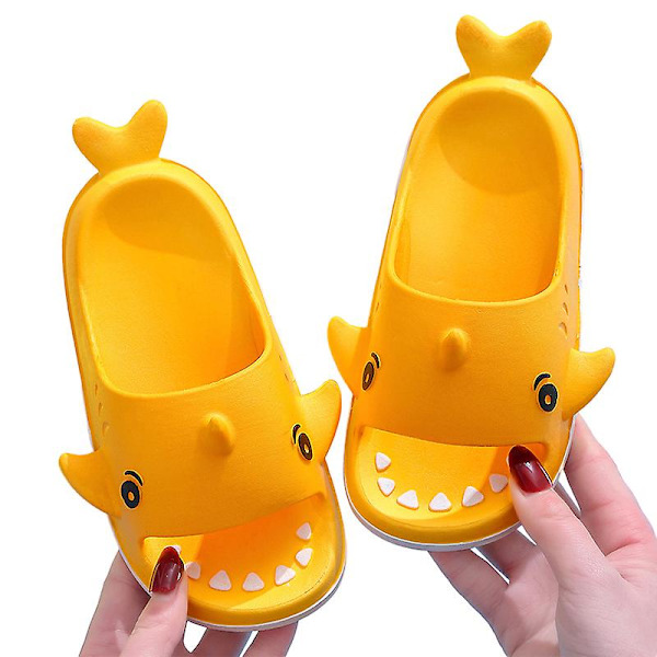 Barn Lätta Tofflor Strand Casual Rygglösa Slides Pojkar Vardagliga Bekväma Seriefigurer Skor Yellow EU 26-27