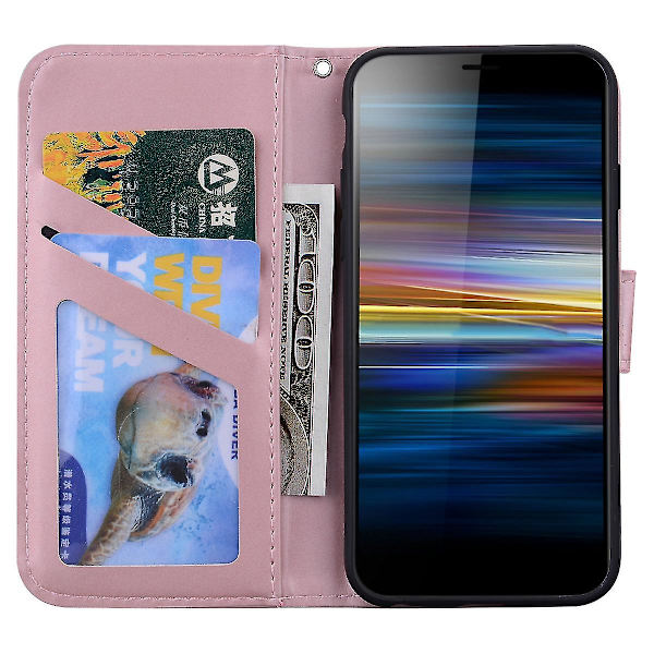 Bear Pattern Phone case för Sony Xperia L3 med korthållare, rem, Pu-lädermaterial, plånboksfunktion, hörnfallskydd Rose Gold