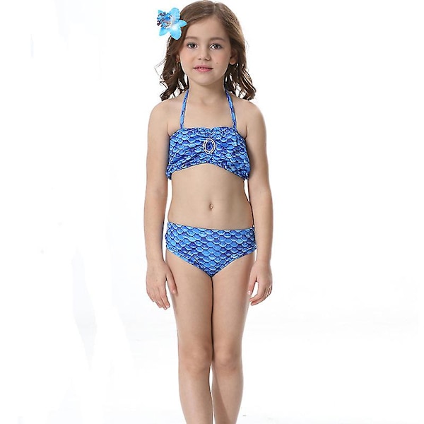 Girls Mermaid Tail Baddräkt Bikini Set Badkläder Simdräkt Bad Dark Blue 4-5 Years