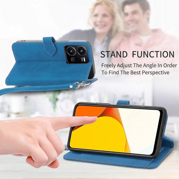 Case för Vivo Y35 Forest Series Dragkedja Magnetic Flip Cover Kompatibel med Vivo Y35 Case Blue
