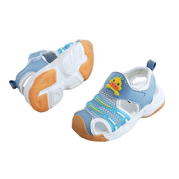 Flickor Platt Promenad Sandaler Lättvikt Utomhus Småbarn Skor Magiska Tejp Flats Blue EU 30