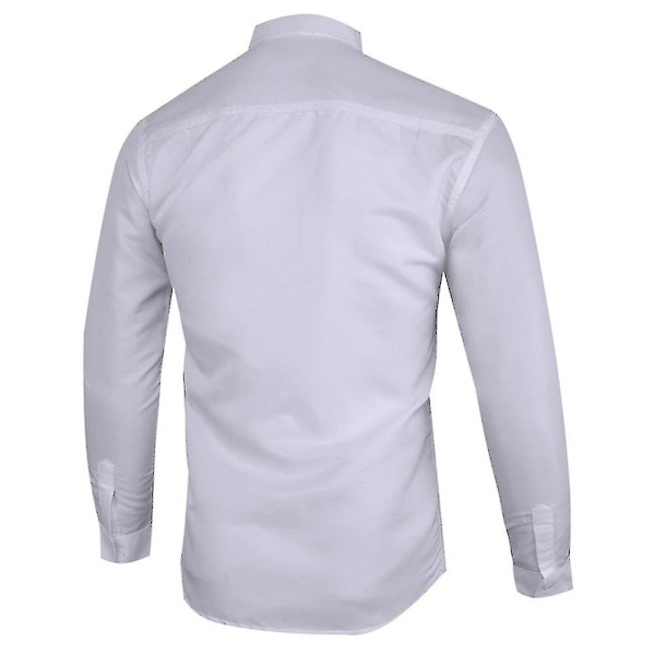 Män Knappar Lapel Neck Långärmad skjorta Passar Casual Plain Business Toppar White L