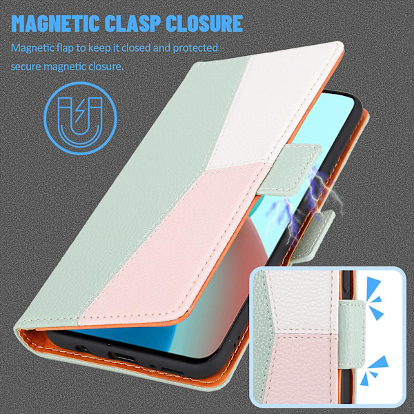 Fodral för iPhone 13 Cover Trefärgssömnad Coque Magnetisk Handytasche Etui - Grön null none