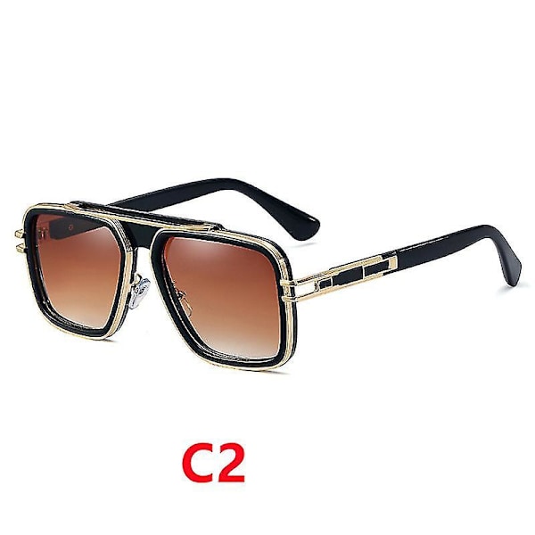Square Aviator Solglasögon För Kvinnor Män Retro Aviator Solglasögon UV-skydd Designer Pilot 70-tal 80-tal Solglasögon C2