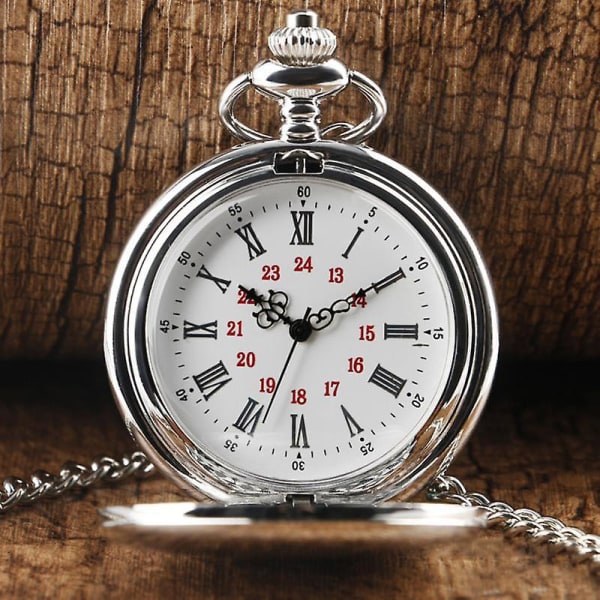 Lyxig slät kvarts watch ren färg retro Steampunk romerska siffror hängande klocka rostfri 02 thin chain