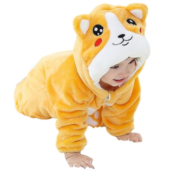 Unisex baby Vinter Höst Flanell Huva Romper Cosplay Jumpsuit snabbt Shiba Inu 70