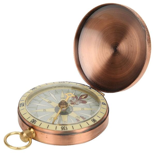 Bärbar Vintage Retro Metall Koppar Flip Cover Watch Kompass För Camping Vandring Båtkompass null none