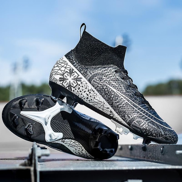 Fotbollsskor för män Halkfria fotbollsskor Klossar Gräs Fotbollssneakers 3A1126A Black 35