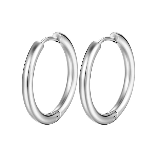1 par Män Kvinnor Mode Smycken Bankett Daglig Shiny Hoop Örhängen Titan Stål Silver 2.5x10mm/0.1x0.39in