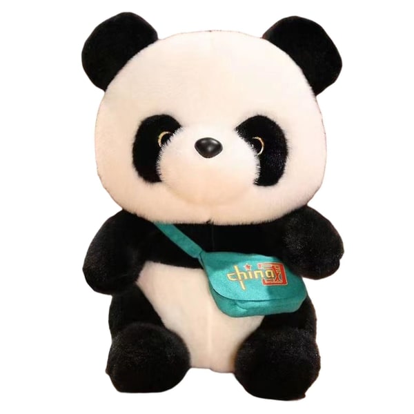 Panda form plysch docka väska docka prydnader Lätt bärbar docka för att blidka Red Bow Tie Panda