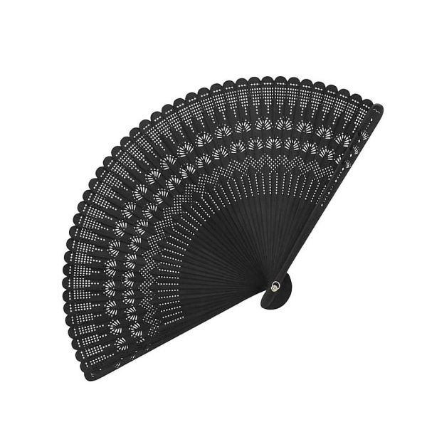 Bambu Vintage Fan Silk Handhållen hopfällbar fläkt Elegant present för kvinnor damer (svart) Black none