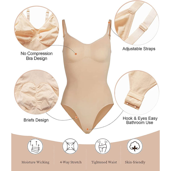 Jumpsuit med åtsittande midjeband och stringband Hudton string Skin tone thong 3XL