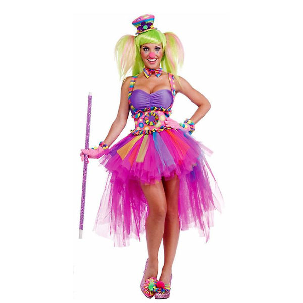 Rolig Clown Circus Fancy Dress Vuxen Carnival Halloween Cosplay Party Joker Kostym