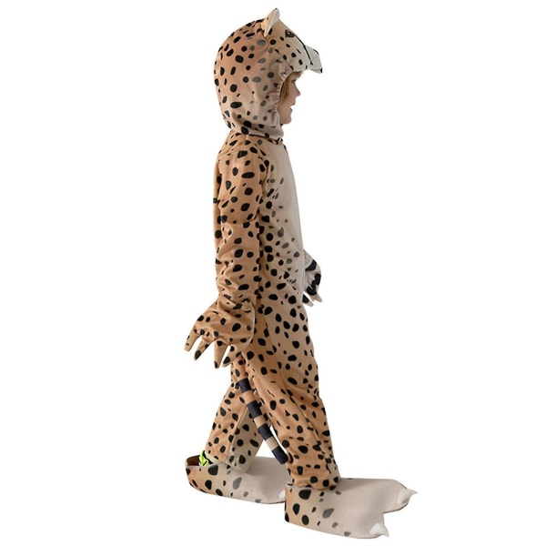 Snabbskickad glad geparddräkt för barn plysch geparddräkt, scenkostym XL(135-145)