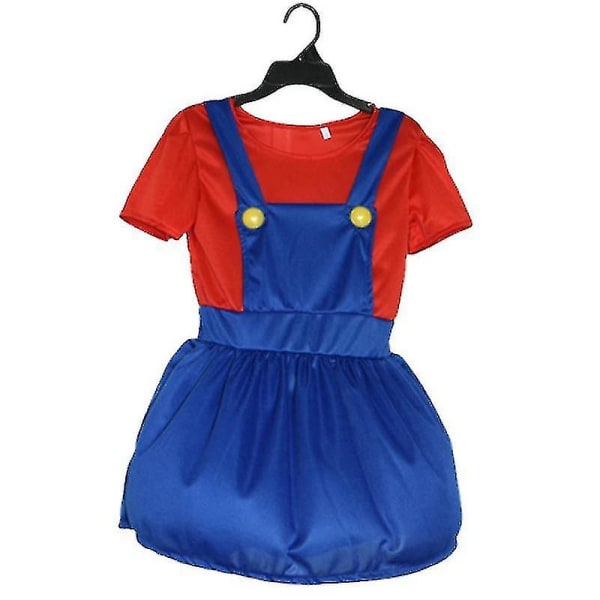 Super Mario Luigi Kostym Vuxen Barn Fancy Dress Outfit Clothing_y L Mario Red Girl