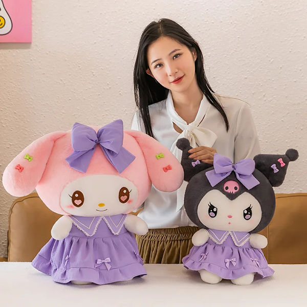 Stor Storlek Plysch Kuromi Melodi Kanel Leksaker Kudde Anime Fyllda Dockor Anime Soffa Kudde Flickans Rumsdekoration Julklapp