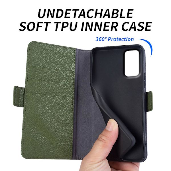 För Samsung Galaxy A33 5g äkta kohudsläder cover Fullt skydd Telefon Flip Case Green