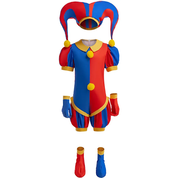 2024 Anime Pomni The Amazing Digital Circus Cosplay Kostym Barn Jumpsuit Halloween Kostym Purim Barn Kostym Cartoon Cos 7-8T(140) d4