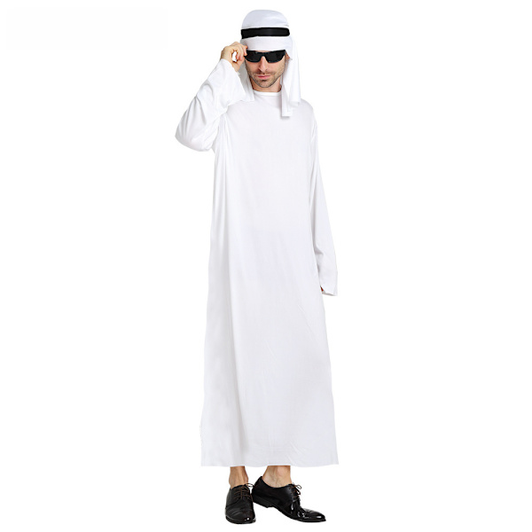 Halloween Carnival cosplay arabisk shejk prins utklädningsdräkt man ren vit Mellanöstern Dubai kläder Support customization M garment length 120cm