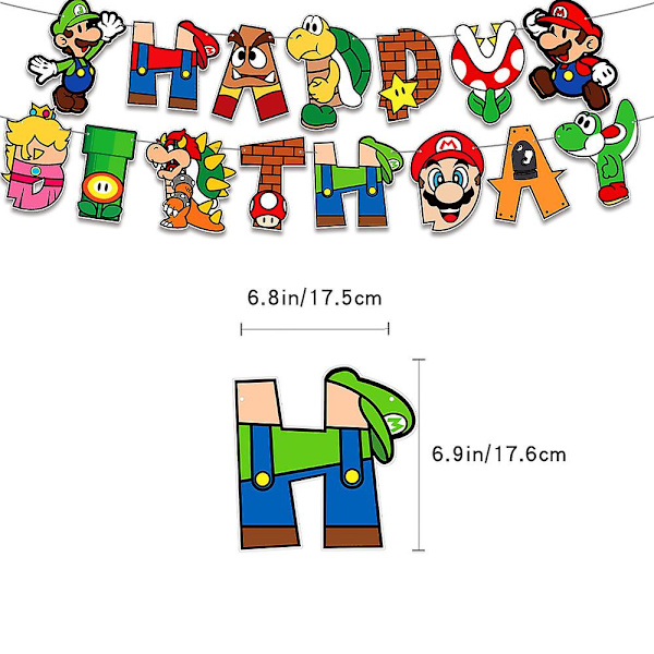 Super Mario Balloons Kit Födelsedagsfest Tillbehör Ballonger Banner Cake Toppers Dekorationer null none