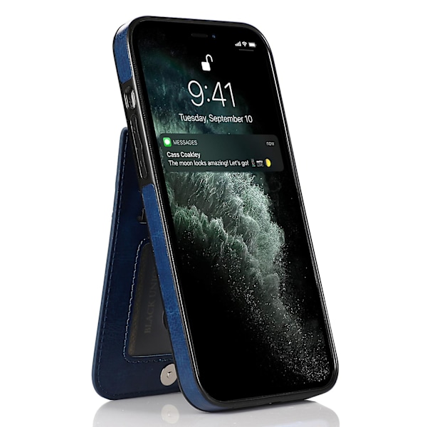 Kickstand Cover För Iphone 14 Pro Max , Pu Läder + Tpu Case Med Korthållare Dark Blue