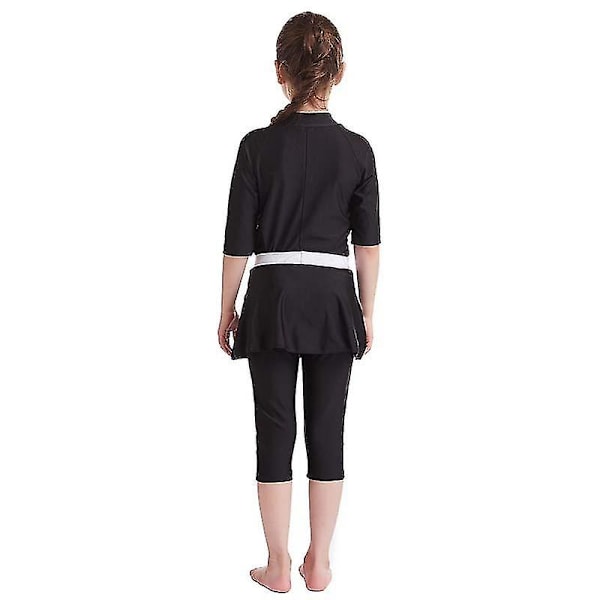 3-15 år Flickor Mu Baddräkter Islamiska badkläder Burkini-7 Black 12-13 Years