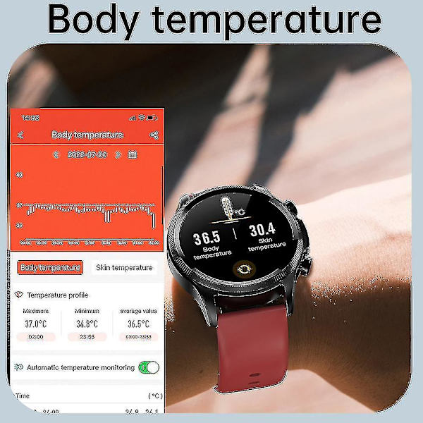 2023 Blodsocker Smart Watch Ecg+ppg Monitoring Blodtryck Kroppstemperatur Smartwatch Herr Ip68 Vattentät Fitness Tracker - Smart Wat Black Leather