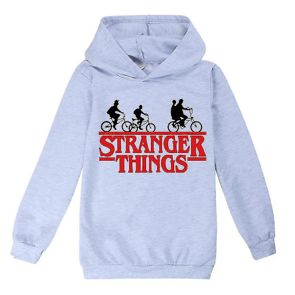 Stranger Things Barn Tonåringar Luvtröjor Långärmad huvtröja Retro Casual Sporttröjor Grey 9-10 Years