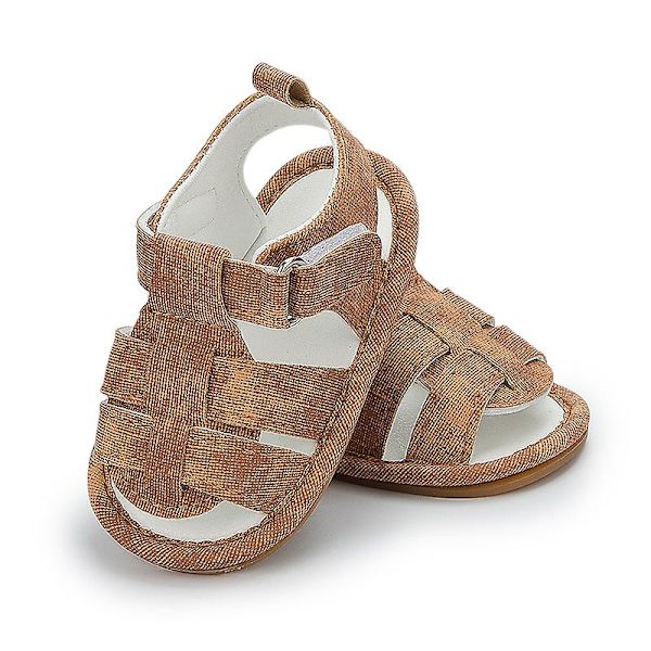 Sommarsandal med rem runt ankeln för barn, casual sandaler för småbarn, öppna tofflor Brown EU 15-16