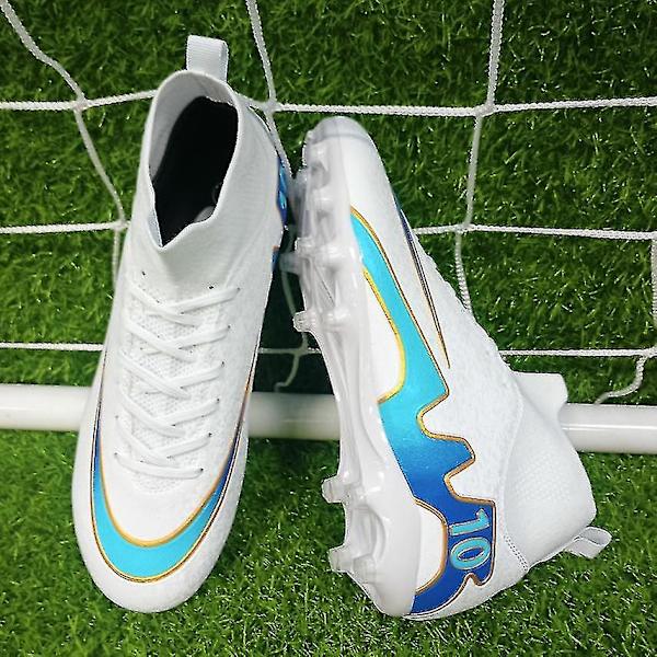 Fotbollsskor för män Skor Pojkar Atletisk Utomhus Inomhus Fast Fotbollsskor Bekväma fotbollsskor 499 White Blue 35