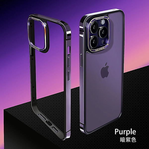 Metallram Slim Fit Ingen ryggdesign Utmärkt värmeavledning för Iphone 15 Pro Max/ Iphone 15 Pro Anti-fall Kantskydd purple iPhone 15 Pro Max