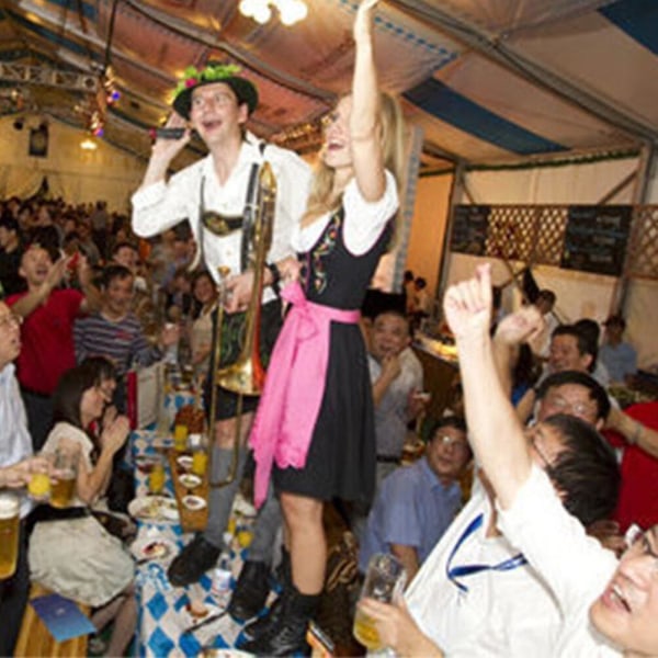 Oktoberfestdräkt för kvinnor Vuxen Dirndl tysk traditionell bayersk ölkarneval Fraulein Cosplay jungfruklänning Green S