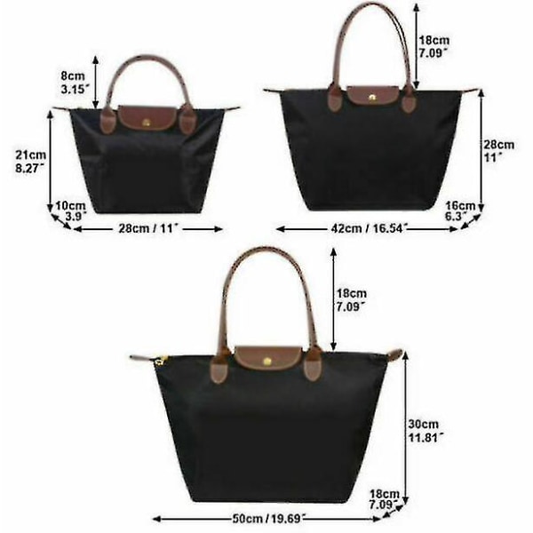 Axelväskor för kvinnor Le Pliage Tygväska Stor Nylon Damhandväska Black Small