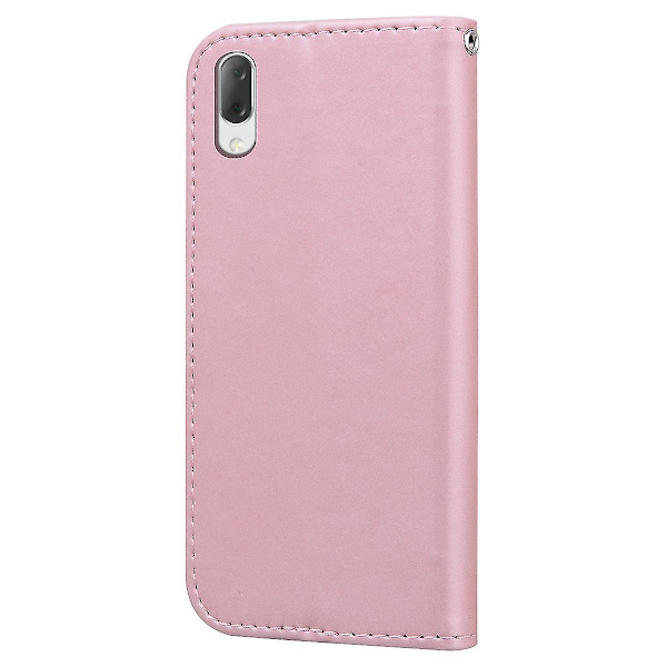 Bear Pattern Phone case för Sony Xperia L3 med korthållare, rem, Pu-lädermaterial, plånboksfunktion, hörnfallskydd Rose Gold