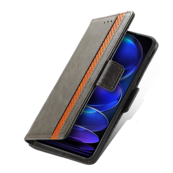 Caseneo 002-serien för Xiaomi Redmi Note 12 Pro+ 5g Splicing Pu- cover Plånbok Rfid-blockerande phone case Grey
