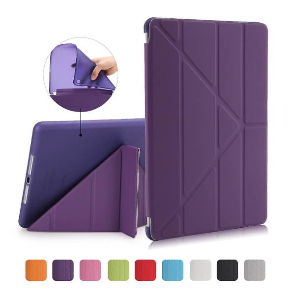 För Ipad 9.7 (2018) / 9.7 (2017) Origami Smart Pu Leather + Tpu Tablet Case Purple