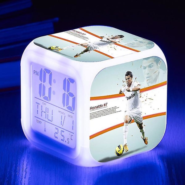 Cristiano Ronaldo väckarklocka för fotbolls-VM, liten väckarklocka med kreativ ledskärm i olika stilar