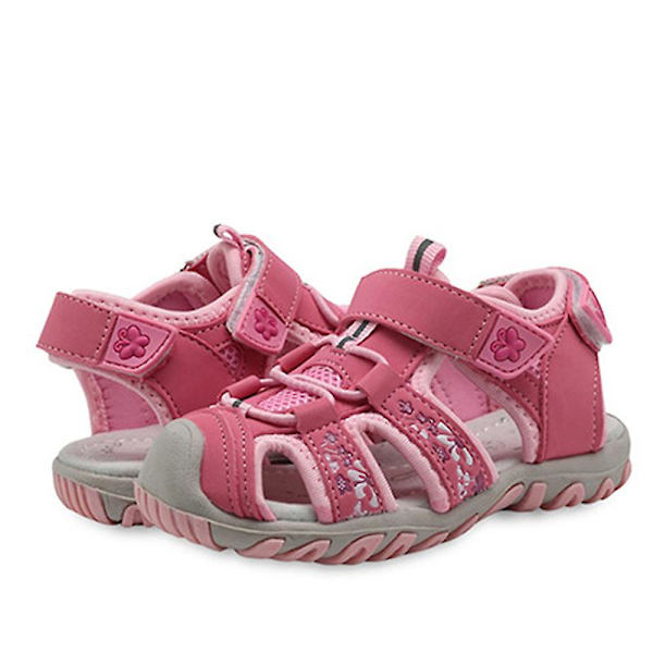 Flickor Platt Fiskarsandal Mjuk Utomhus Vattenskor Magiskt Tejp Strandsandaler Pink EU 25