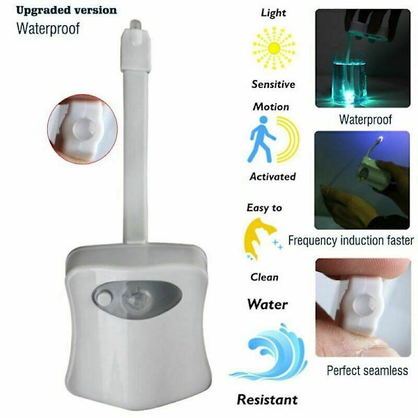 8-färgad LED-toalett Nattljus Rörelsesensor Skål Glödavkännande Badrum Uv-lampa Present null none