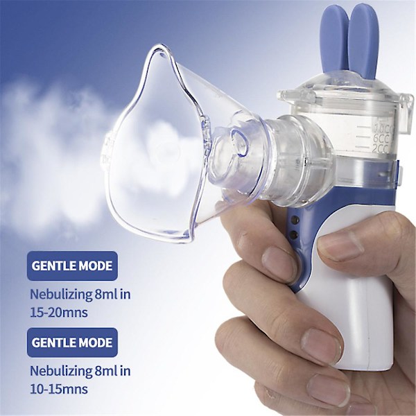 Bärbar nebulisator med munstycke och mask - nebulisator för vuxna och barn, resor och hushållsbruk, handhållen mesh -nebulisator för B null none