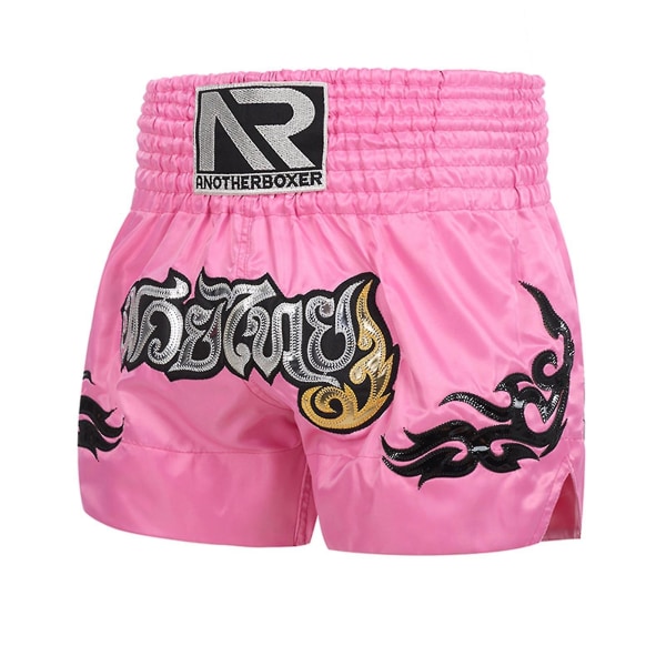 Boxningsshorts Antifriktion Muay Thai kickboxningsshorts för män Pink 2XL