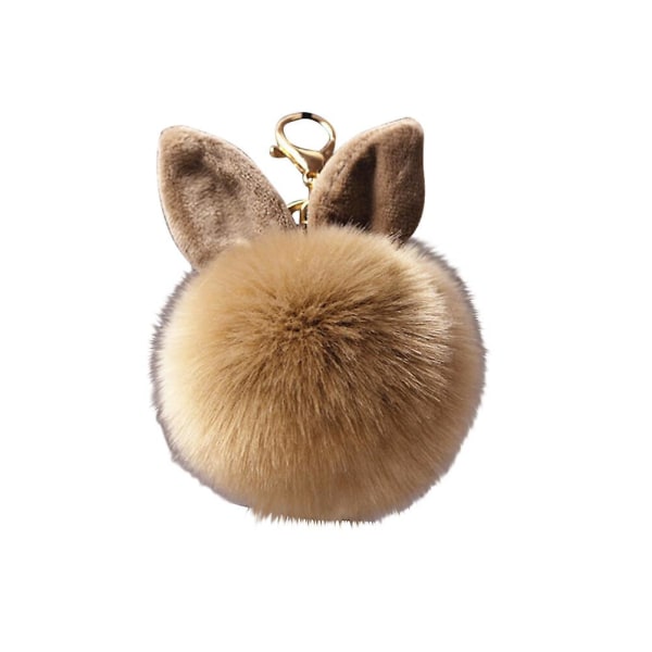 Pom Pom Fur Ball Nyckelring Rabbit Ear Keyring Bag Charm Decoration (khaki) Kaki none