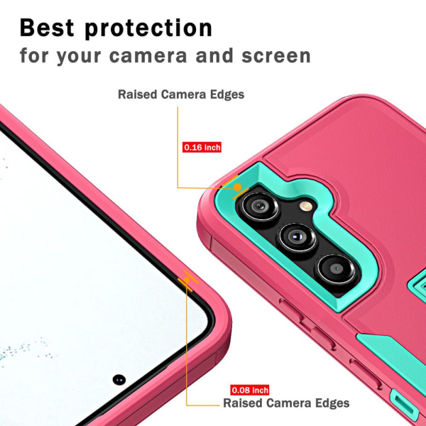 Xhy Samsung Galaxy A54 5G- case med skärmskydd och magnetiskt bilfäste Kickstand Militärklass helkropp dubbellager Drop Rugged Dura rosered&green