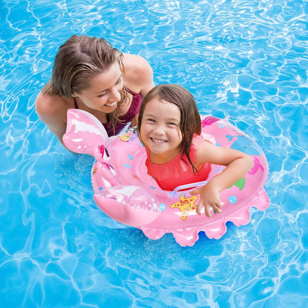 Olycism Baby Simring Float med Seat Toddler &amp; patch kit Uppblåsbar Baby Swim Ring Hudvård PVC för barn plaskdamm 6 månader t Pink
