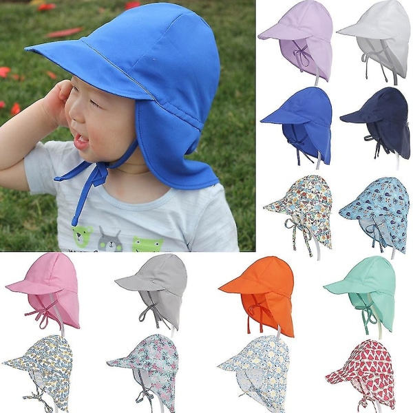 Sommar Solhatt Hals Cover Beach Flap Cap Andas För Barn Pojke Flicka White L