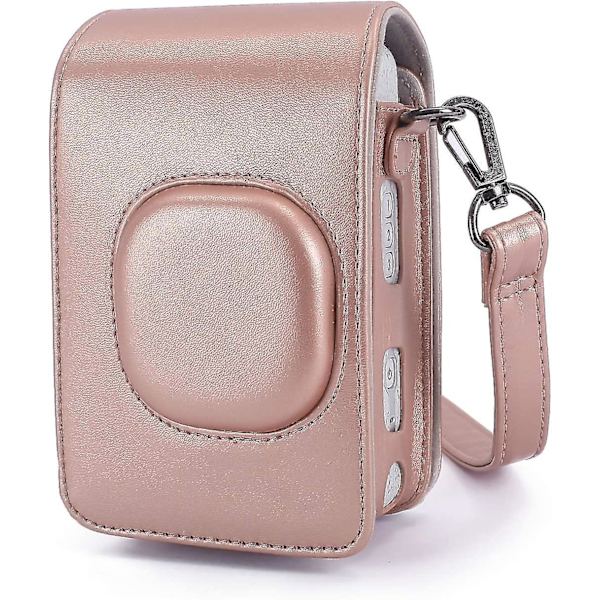 Case kompatibel med Instax Mini Liplay Hybrid Instant Camera, mjuk Pu-läderväska med avtagbar/justerbar axelrem (rosa) null none