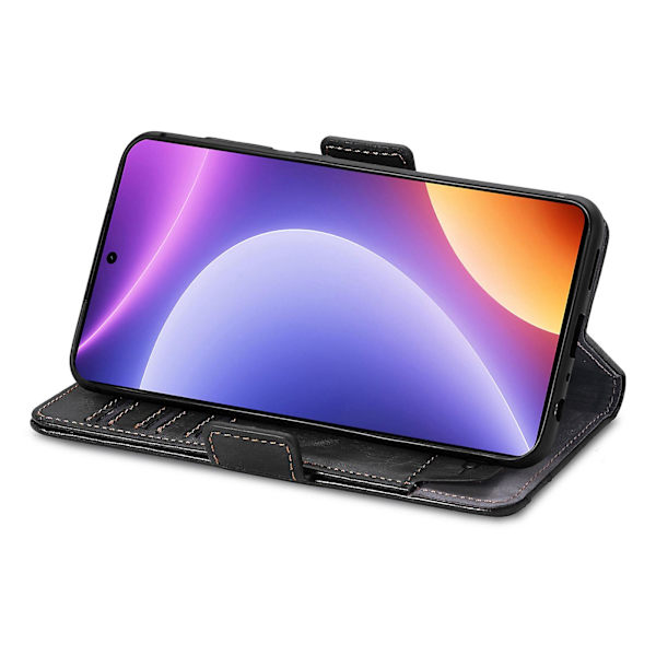 Caseneo 002 Series Phone case För Xiaomi Redmi Note 12 Turbo / Poco F5 5g, Splicing Pu Leather Rfid Blocking Stand Cover Black