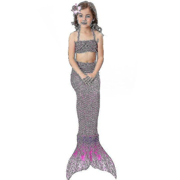 Barn Flickor Mermaid Tail Bikini Set Badkläder Baddräkt Simdräkt Hög kvalitet A Purple 140