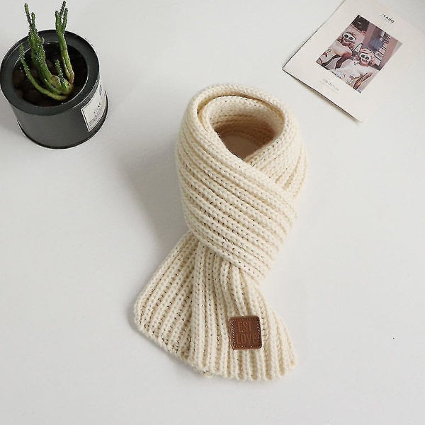 Småbarn Barn Halsduk Pojkar Flickor Vinterstickade Varma Halsdukar Hals Warmer_mi beige