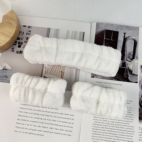 1 Hårband 2 Handledsband Set Mikrofiber Handdukstvätt Handduksband Armband för att tvätta ansiktsabsorberande armband Handledssvettband för kvinnor Gir White